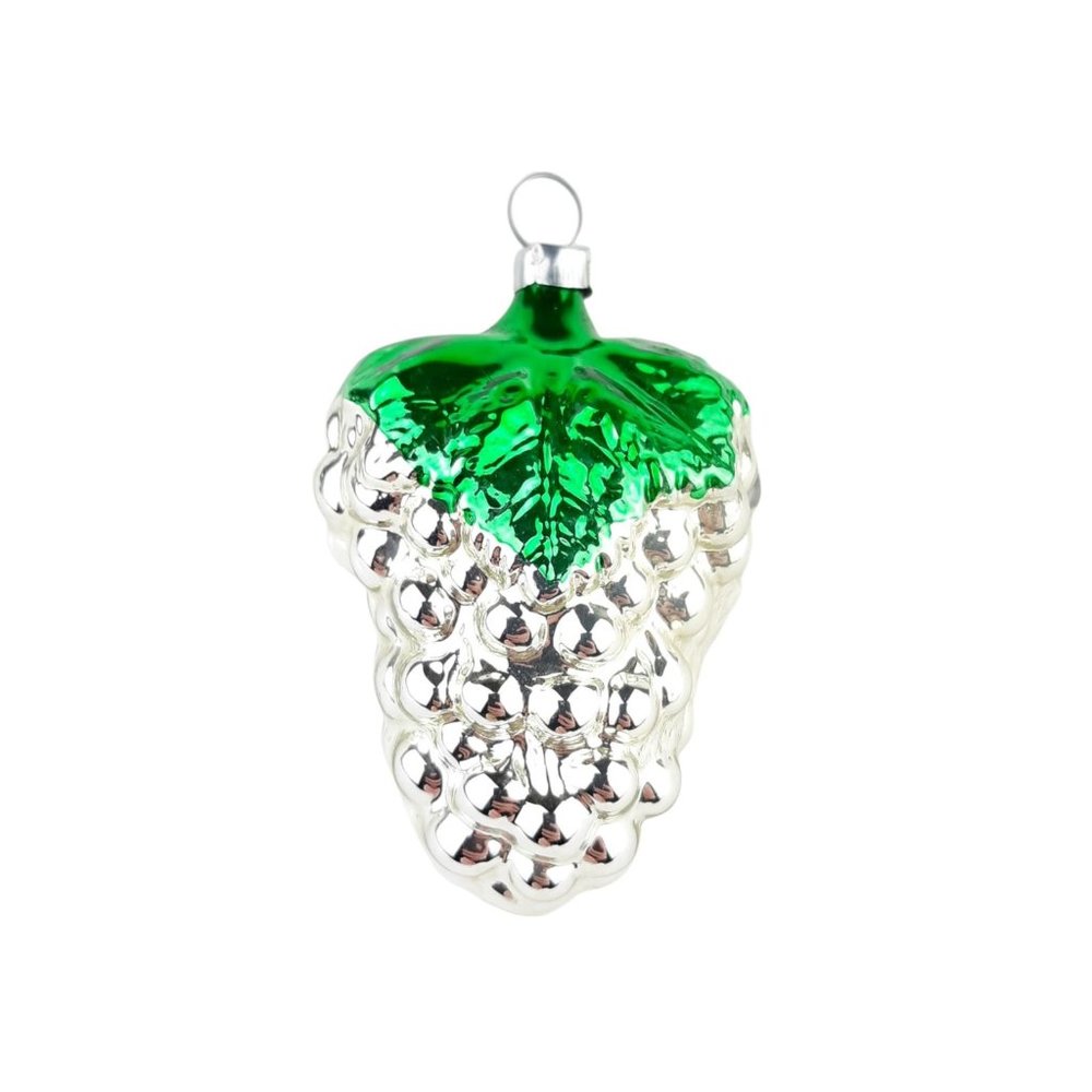 Vintage Mercury Glass Silver Grape Cluster Christmas Ornament West Germany